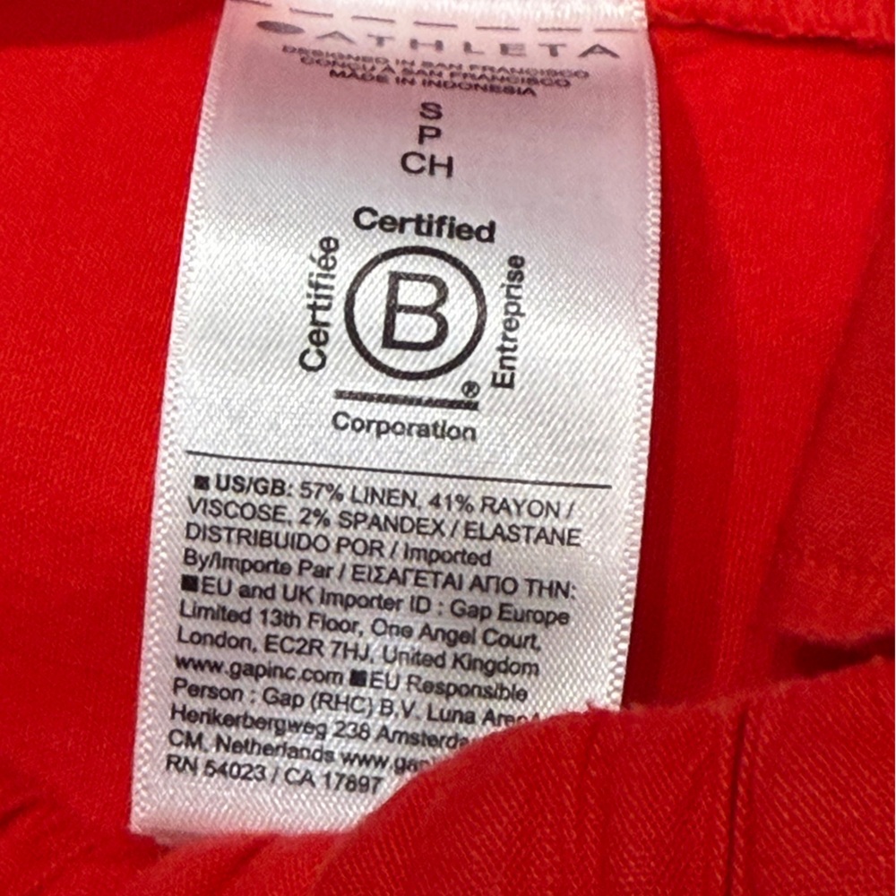 NWT  Athleta Womens Small Paradise Linen Blend Wide Leg Pant Red Drawstring - Picture 8 of 13